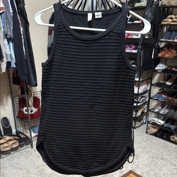 Moth Black Ribbed Asymmetrical Tank Top - Picture 1 of 6